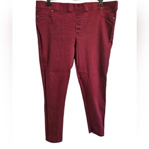 Denim&Co Burgundy Sz 16 Stretch Pull On Skinny Jeans
